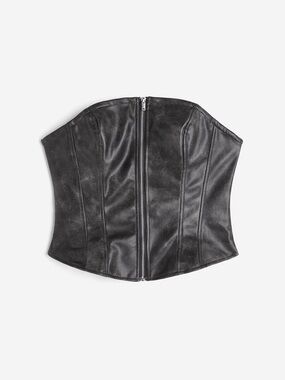 NWT H&M Dark Gray Coated Strapless Corset Top NWT | Size SMALL